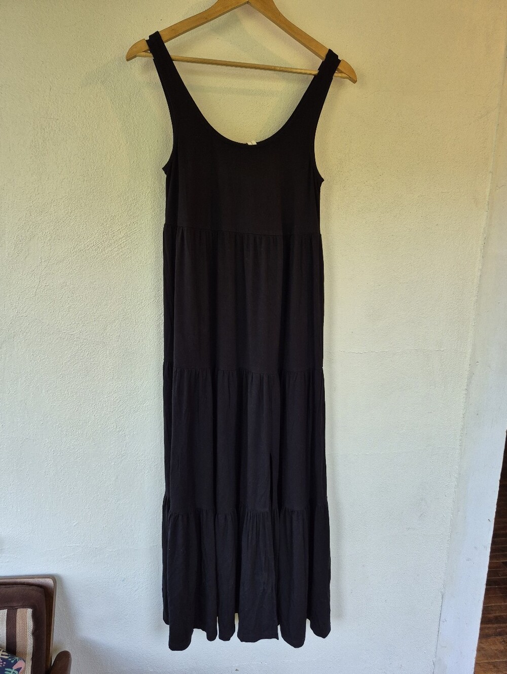 Gentle Fawn Black Jersey Tiered Maxi Dress Xs